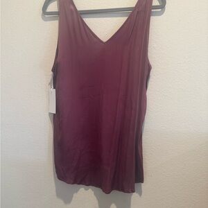 Nordstrom Sleeveless V-Neck Satin top - Plum